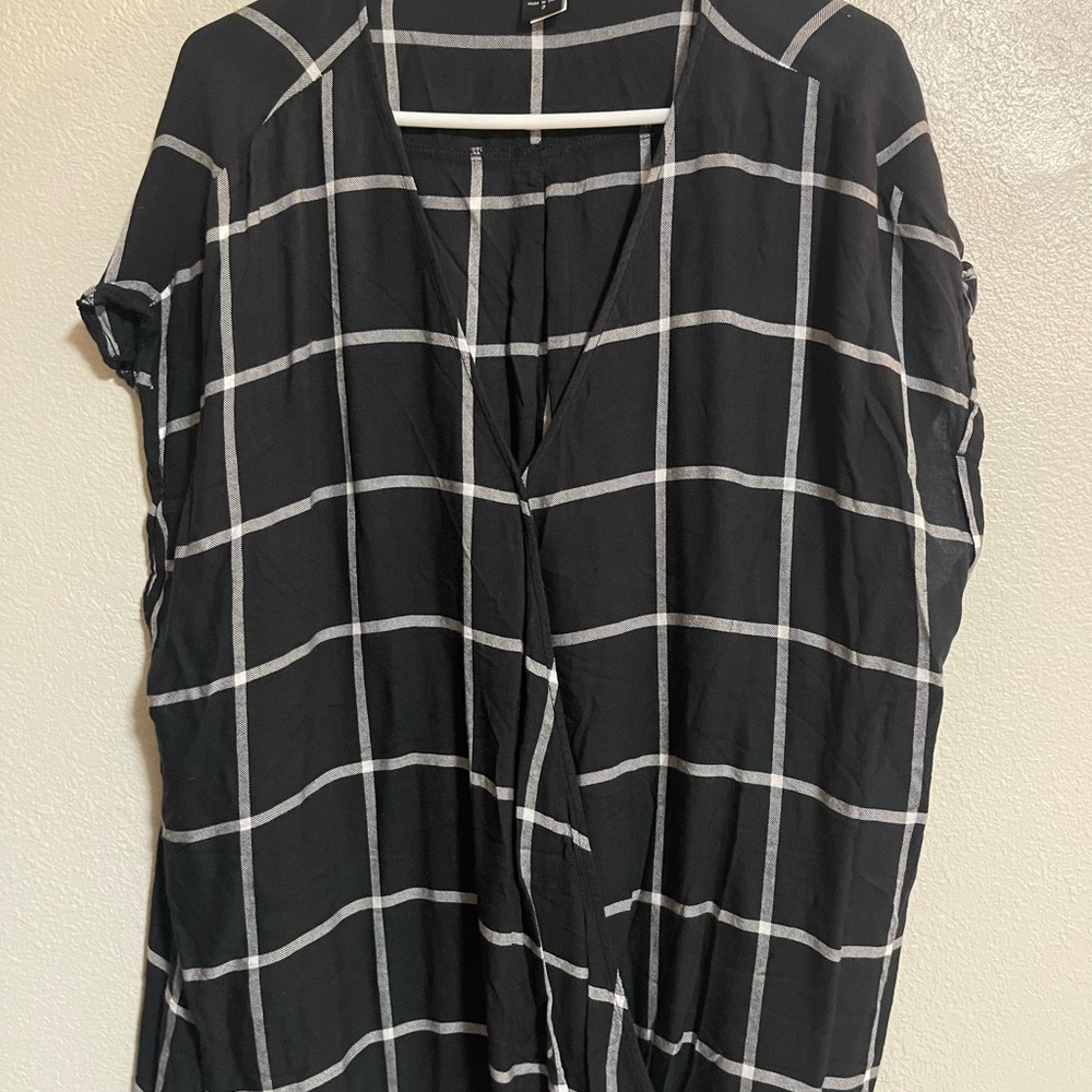 Torrid size 2 Black and White Plaid Top